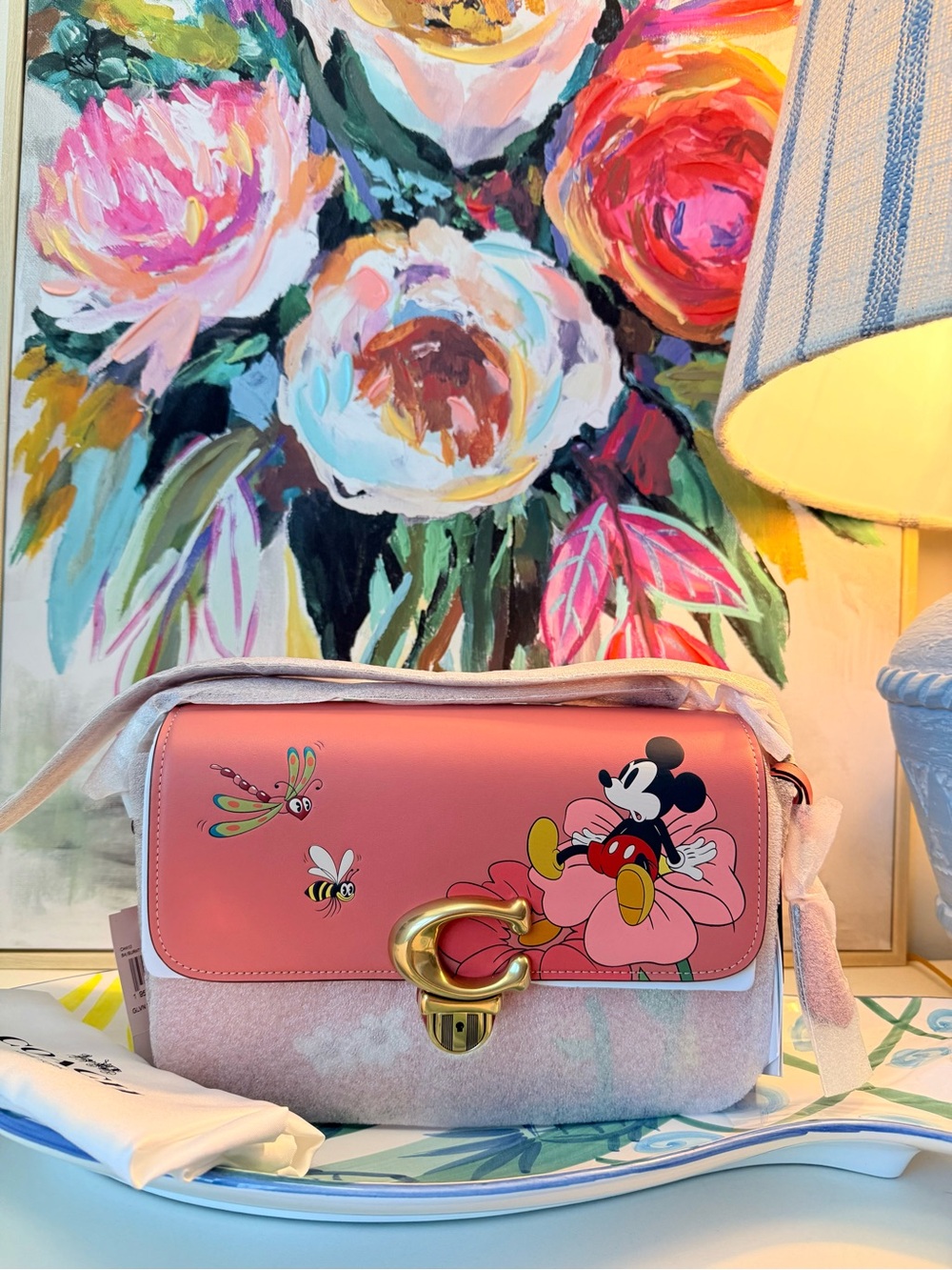 NWT Disney x Coach studio shoulder bag Mickey Mouse flowers CH413 Rare